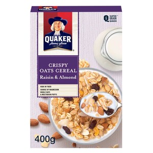 Quaker Raisin and Almond Crispy Oats Cereal 400 .