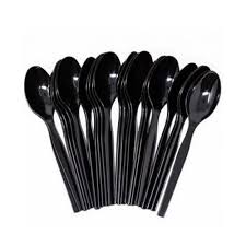 Foodpack Black Plastic Spoons 50Pcs