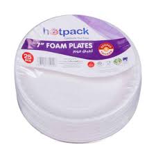 Hotpack 7 Inch Foam Plates 25Pcs