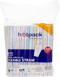 Hotpack Flexible Plastic Straws 500Pcs