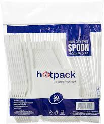 Hotpack White Plastic Spoons 50Pcs