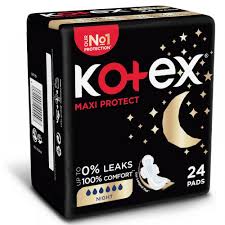 Kotex Maxi Protect Thick Pads Overnight Protection Sanitary Pads With Wings 24Pad