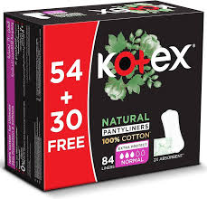 Kotex Natural Panty Liners 100% Cotton Normal Size 84 Daily Panty Liners