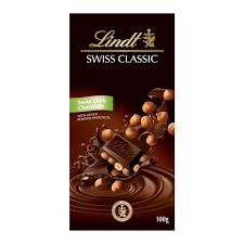 Lindt Classic Swiss Dark Chocolate With Roasted Hazelnut 100G