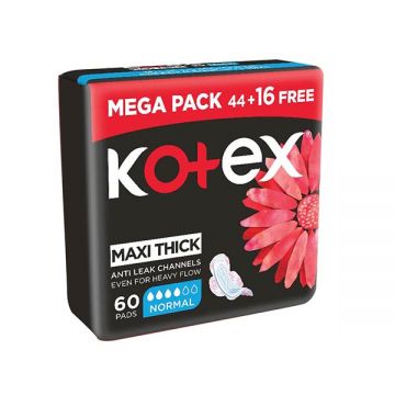 Kotex Sanitary Pad Maxi Slim Normal 44+16 Pads