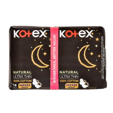 Kotex Ultra Thin Natural Night Pads 14 Count