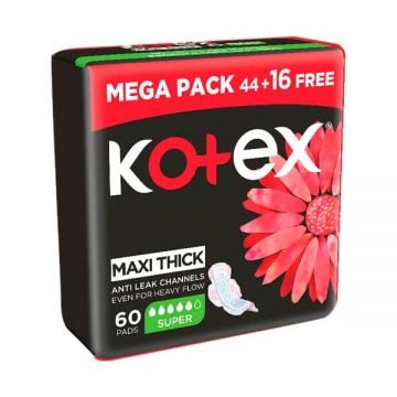 Kotex Sanitary Pad Maxi Super Normal 44+16 Pads