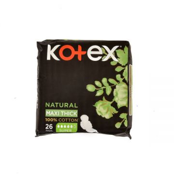 Kotex Maxi Pads Thick Natural Super 26s