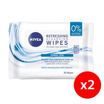 Nivea Refreshing Face Wipes 1+1x25 Count
