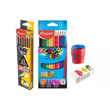 Maped Pencil 12pc+color Pencil 12pc+eraser+sharpner - Mdp-vp-111