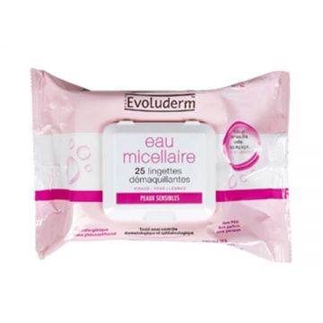 Evoluderm Micellar Water Cleansing Wipes 25 Count