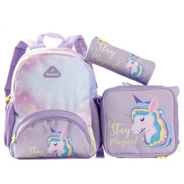 Nomad Pre School 3in1 (backpack + Lunch Bag + Pencil Case) Unicorn For Girl 14"