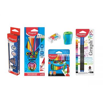 Maped Color 12s+water Crayons 12s+sharpener+eraser+graphic Peps 2s -mdp-sch-kit-035