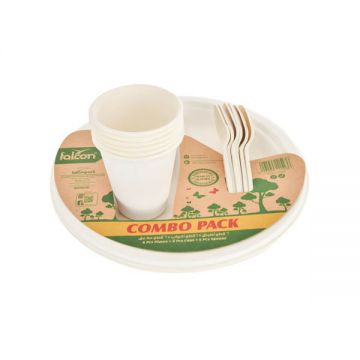 Falcon Biodegradable Plate+spoon+cup (combo Pack)