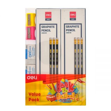 Deli Pencil 2 Packets + Erazer + Sharpner -dl-pcl Pack