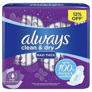 Always Thick Large With Wings Sanitary Pads 6X30