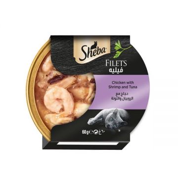 Sheba Filets Chicken With Shrimp And Tuna Wet Cat Food 60gm