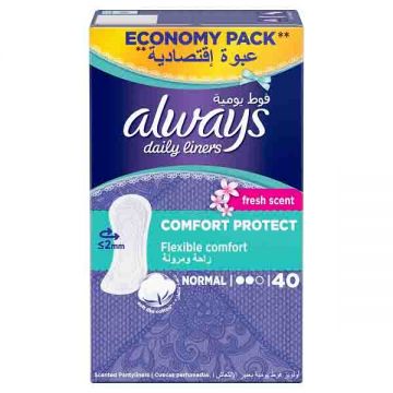 Always Daily Liners Comfort Protect Normal Fresh Scent 40
