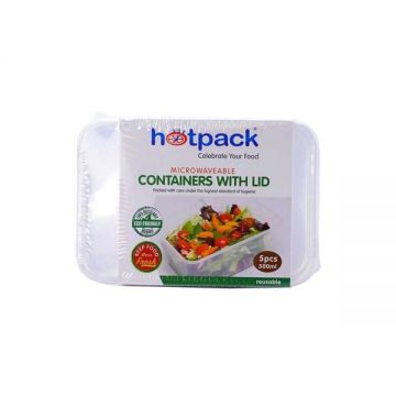 Hotpack Microwave Rectangular Container 500ml 5 Pcs