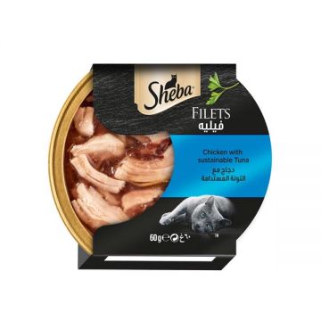 Sheba Filet Chicken With Sustainable Tuna Wet Cat Food 60gm