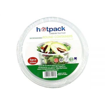 Hotpack Microwave Round Container 250ml 5 Pcs