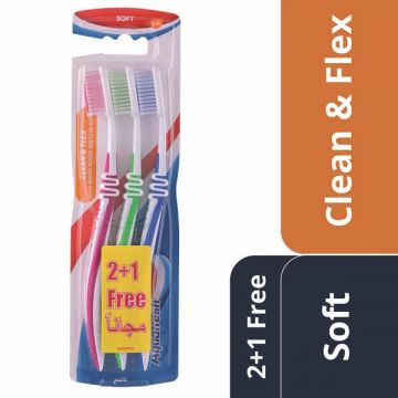 Aquafresh Toothbrush Clean Flex Soft 2+1