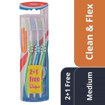 Aquafresh Toothbrush Clean Flex Medium 2+1