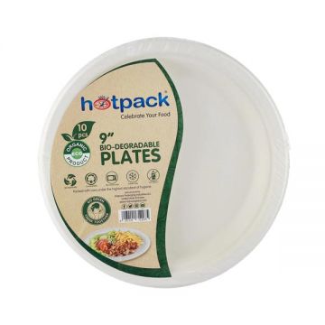 Hotpack Biodegradable Paper Pulp Plate 9" 10 Pcs