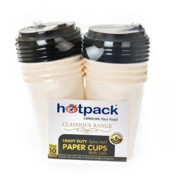 Hotpack White Cup 12oz With Lid 10pc